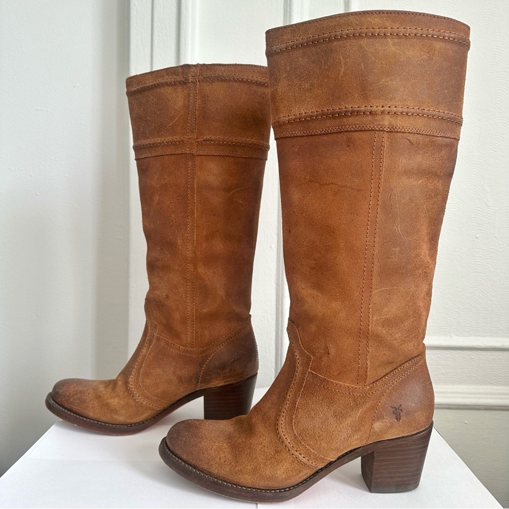 Frye Jane 14 L Stich Leather Boots Size 8